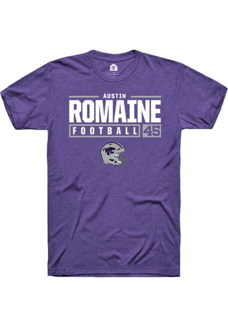 Austin Romaine Purple K-State Wildcats NIL Stacked Box Short Sleeve T Shirt
