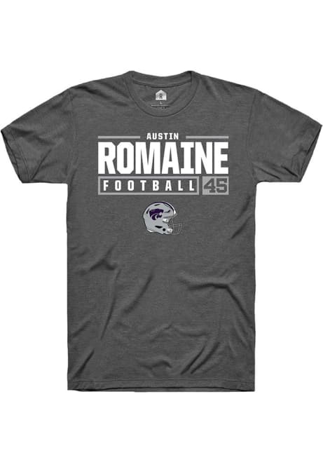 Austin Romaine Grey K-State Wildcats NIL Stacked Box Short Sleeve T Shirt