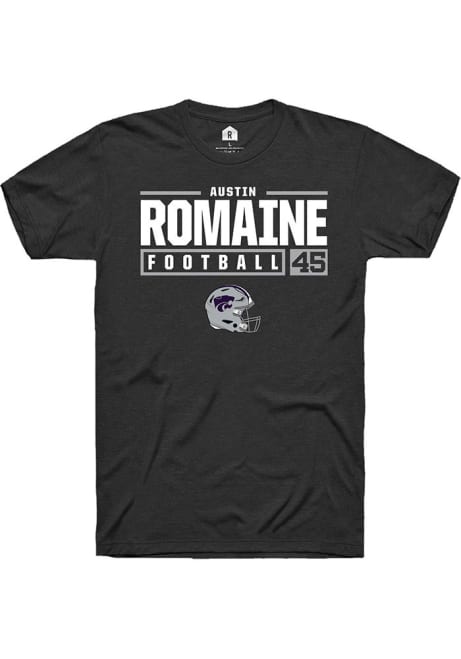 Austin Romaine Black K-State Wildcats NIL Stacked Box Short Sleeve T Shirt