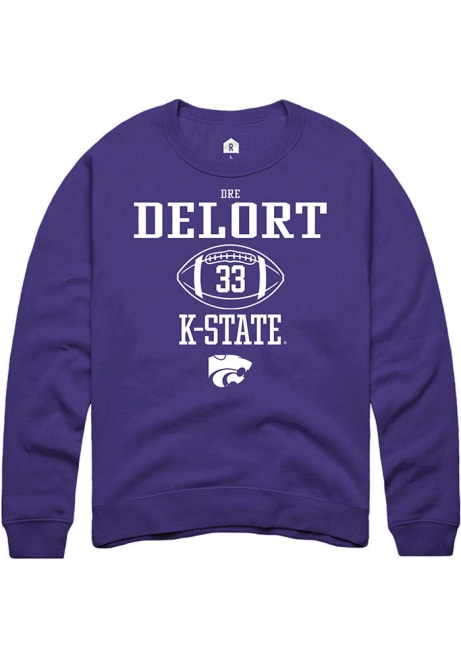 Dre Delort Rally Mens Purple K-State Wildcats NIL Sport Icon Crew Sweatshirt