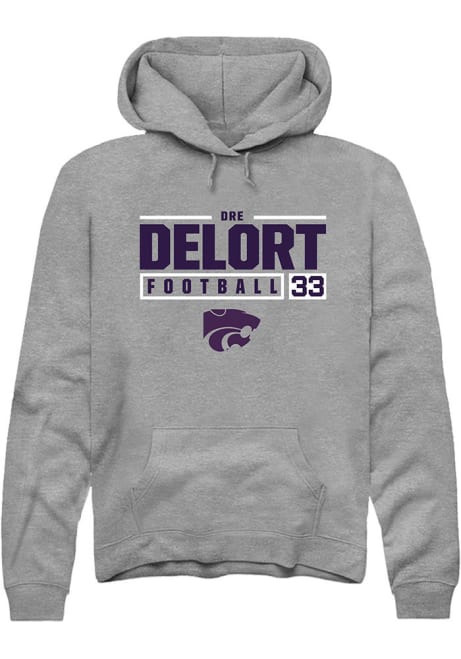 Dre Delort Rally Mens Graphite K-State Wildcats NIL Stacked Box Hooded Sweatshirt