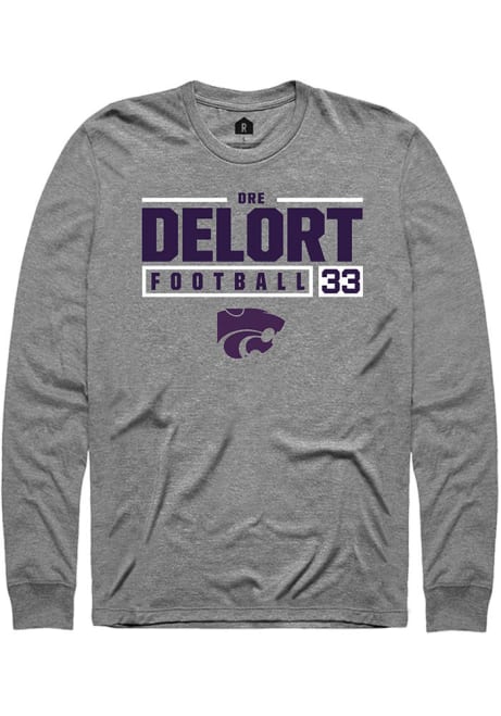 Dre Delort Rally Mens Graphite K-State Wildcats NIL Stacked Box Tee
