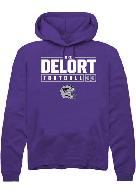 Dre Delort Rally Mens Purple K-State Wildcats NIL Stacked Box Hooded Sweatshirt