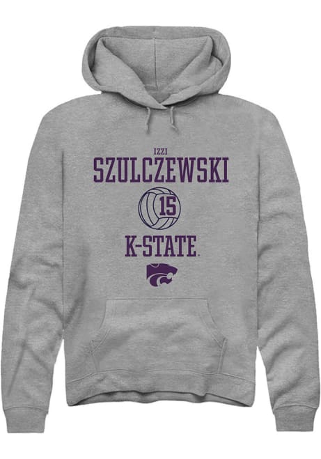 Izzi Szulczewski Rally Mens Graphite K-State Wildcats NIL Sport Icon Hooded Sweatshirt