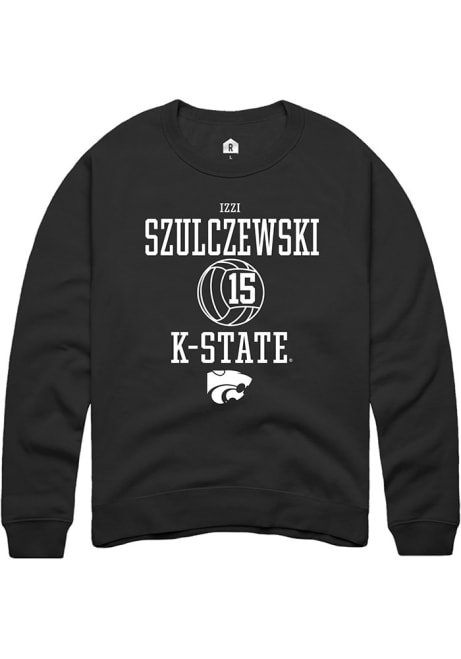 Izzi Szulczewski Rally Mens Black K-State Wildcats NIL Sport Icon Crew Sweatshirt