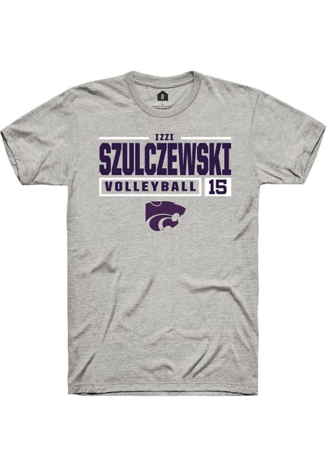 Izzi Szulczewski Ash K-State Wildcats NIL Stacked Box Short Sleeve T Shirt