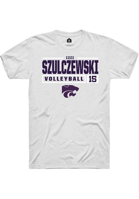 Izzi Szulczewski White K-State Wildcats NIL Stacked Box Short Sleeve T Shirt