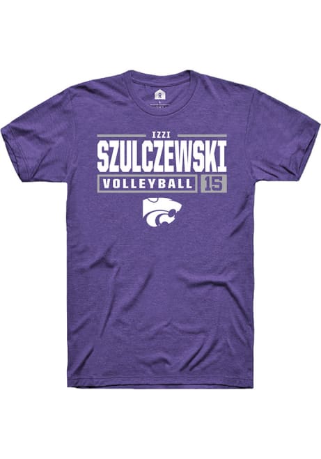 Izzi Szulczewski Purple K-State Wildcats NIL Stacked Box Short Sleeve T Shirt