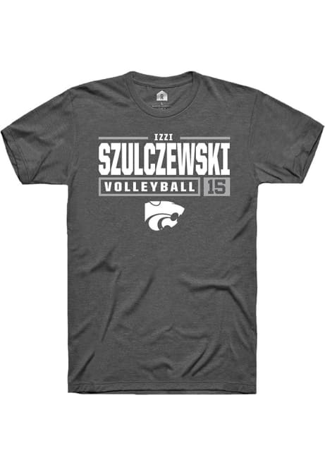 Izzi Szulczewski Grey K-State Wildcats NIL Stacked Box Short Sleeve T Shirt