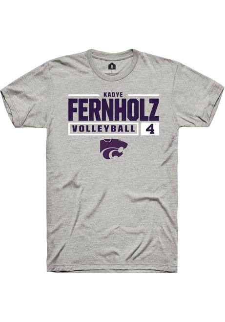 Kadye Fernholz Ash K-State Wildcats NIL Stacked Box Short Sleeve T Shirt