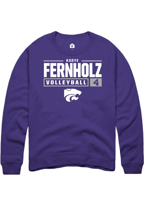 Kadye Fernholz Rally Mens Purple K-State Wildcats NIL Stacked Box Crew Sweatshirt