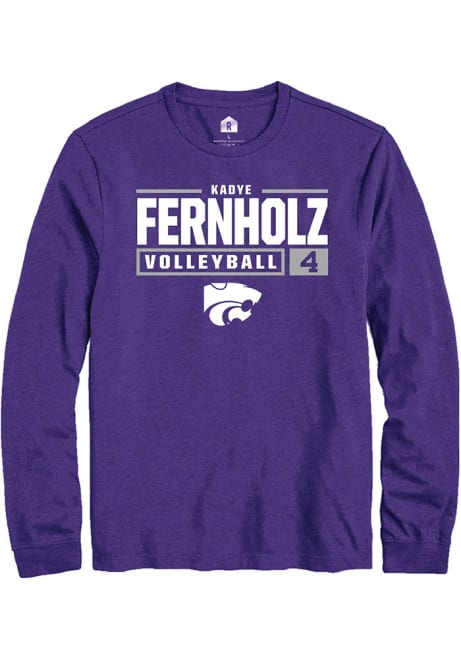 Kadye Fernholz Rally Mens Purple K-State Wildcats NIL Stacked Box Tee