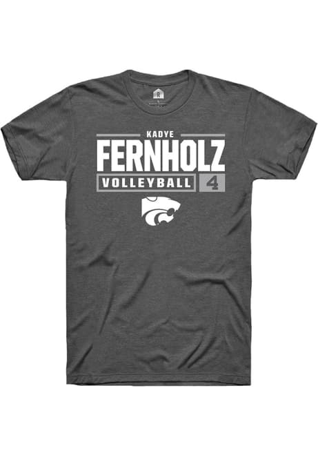 Kadye Fernholz Grey K-State Wildcats NIL Stacked Box Short Sleeve T Shirt