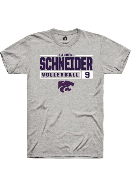 Lauren Schneider Ash K-State Wildcats NIL Stacked Box Short Sleeve T Shirt