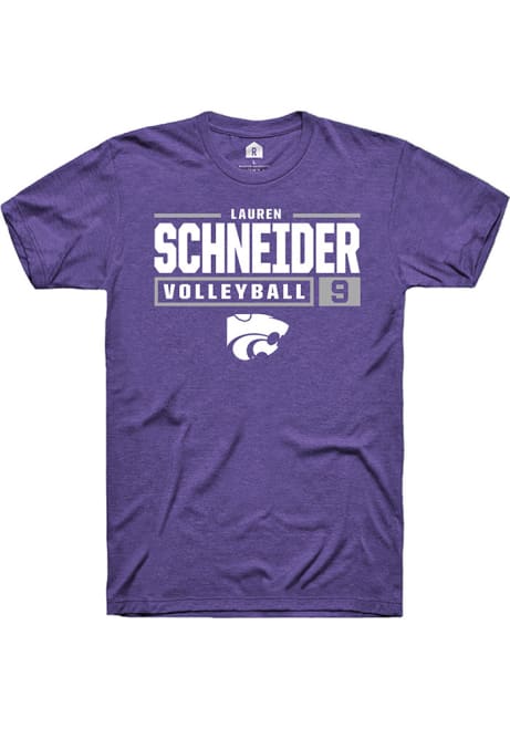 Lauren Schneider Purple K-State Wildcats NIL Stacked Box Short Sleeve T Shirt