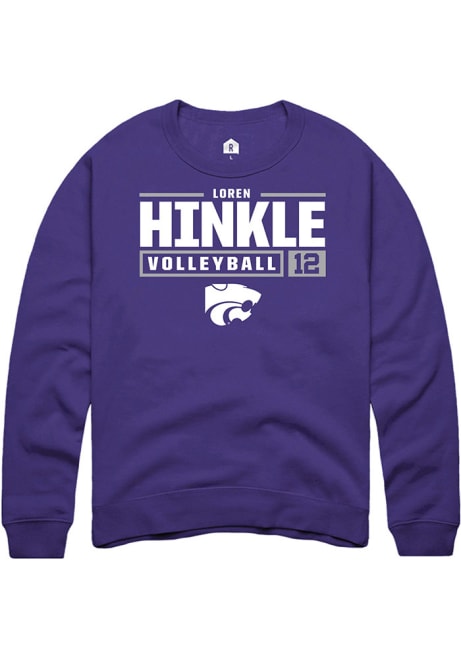 Loren Hinkle Rally Mens Purple K-State Wildcats NIL Stacked Box Crew Sweatshirt