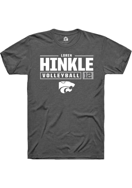 Loren Hinkle Dark Grey K-State Wildcats NIL Stacked Box Short Sleeve T Shirt