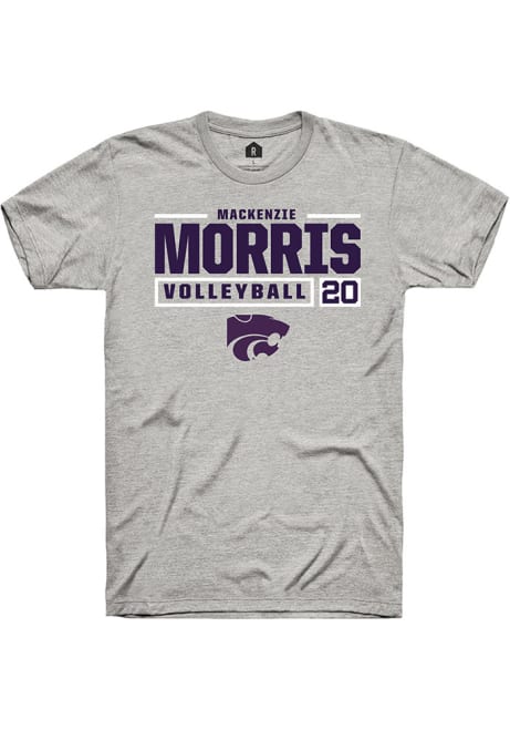Mackenzie Morris Ash K-State Wildcats NIL Stacked Box Short Sleeve T Shirt