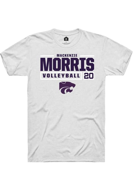 Mackenzie Morris White K-State Wildcats NIL Stacked Box Short Sleeve T Shirt