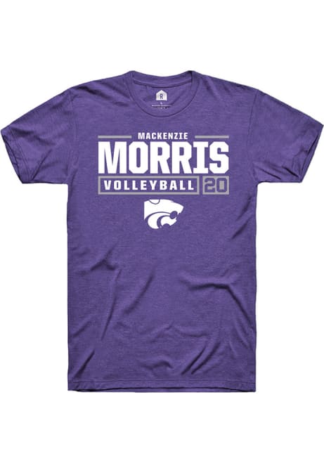 Mackenzie Morris Purple K-State Wildcats NIL Stacked Box Short Sleeve T Shirt