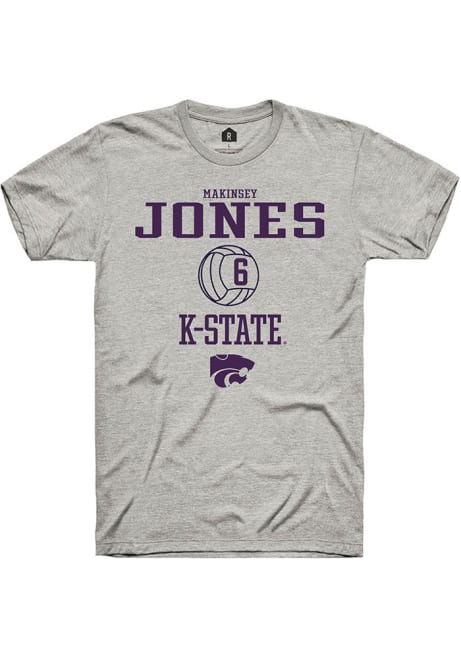 Makinsey Jones Ash K-State Wildcats NIL Sport Icon Short Sleeve T Shirt