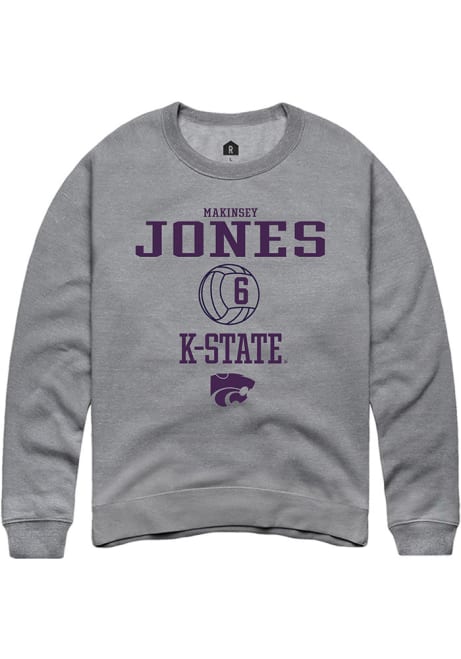 Makinsey Jones Rally Mens Grey K-State Wildcats NIL Sport Icon Crew Sweatshirt