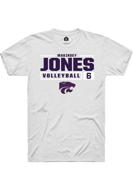 Makinsey Jones White K-State Wildcats NIL Stacked Box Short Sleeve T Shirt