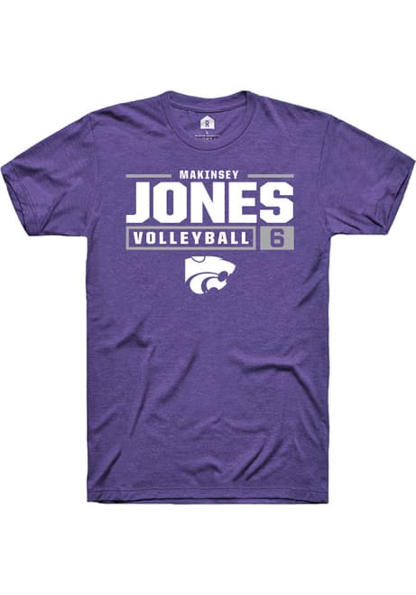 Makinsey Jones Purple K-State Wildcats NIL Stacked Box Short Sleeve T Shirt