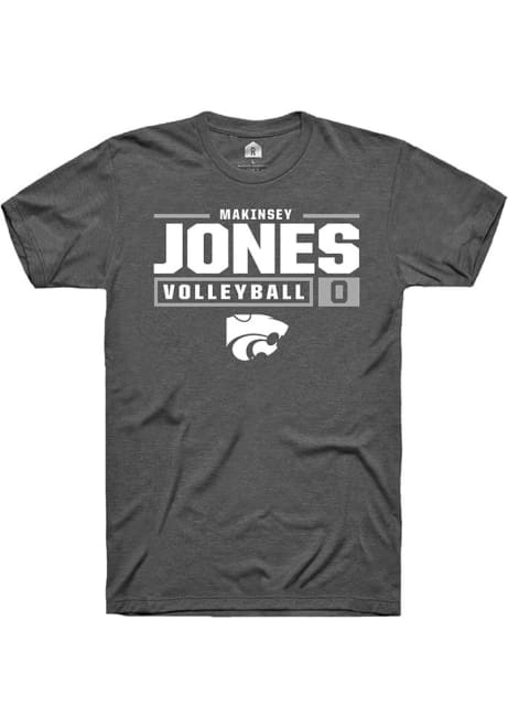 Makinsey Jones Grey K-State Wildcats NIL Stacked Box Short Sleeve T Shirt