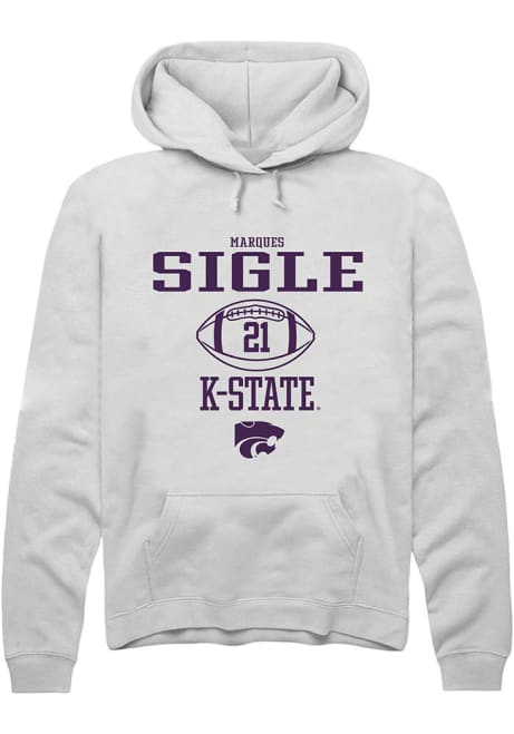Marques Sigle Rally Mens White K-State Wildcats NIL Sport Icon Hooded Sweatshirt