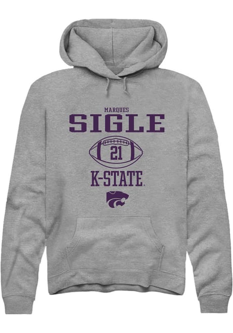 Marques Sigle Rally Mens Graphite K-State Wildcats NIL Sport Icon Hooded Sweatshirt