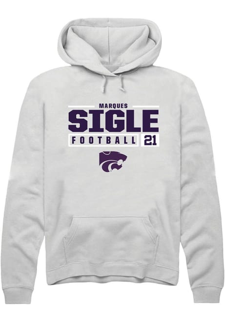 Marques Sigle Rally Mens White K-State Wildcats NIL Stacked Box Hooded Sweatshirt