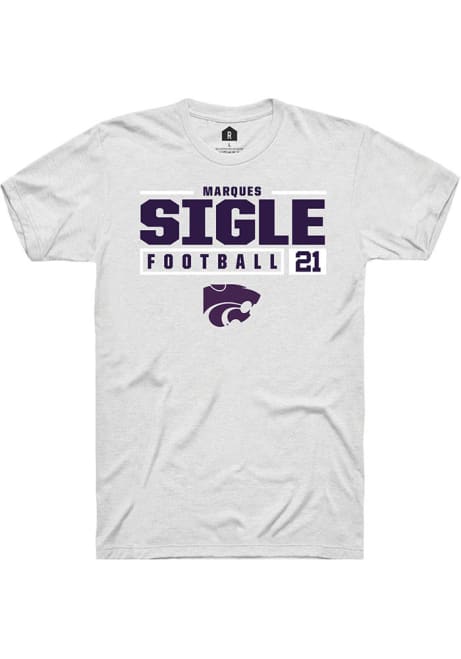 Marques Sigle White K-State Wildcats NIL Stacked Box Short Sleeve T Shirt