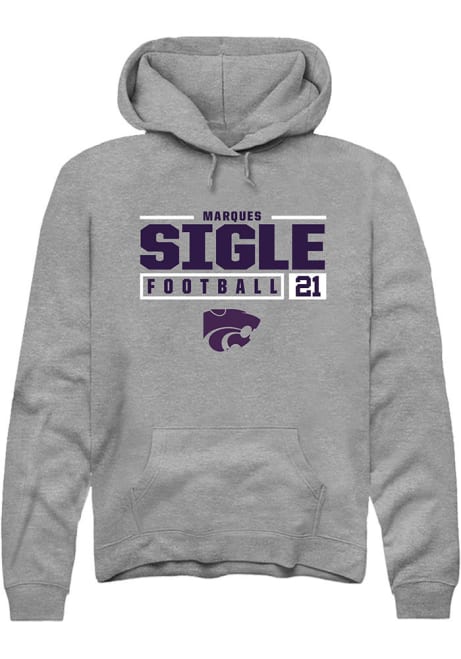 Marques Sigle Rally Mens Graphite K-State Wildcats NIL Stacked Box Hooded Sweatshirt