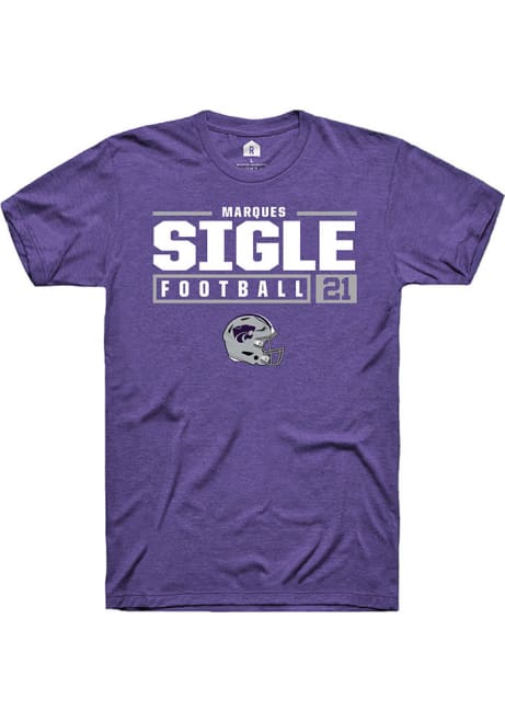 Marques Sigle Purple K-State Wildcats NIL Stacked Box Short Sleeve T Shirt