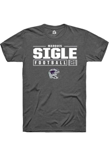 Marques Sigle Grey K-State Wildcats NIL Stacked Box Short Sleeve T Shirt