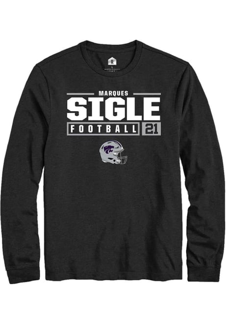 Marques Sigle Rally Mens Black K-State Wildcats NIL Stacked Box Tee