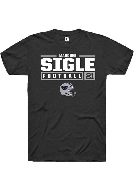 Marques Sigle Black K-State Wildcats NIL Stacked Box Short Sleeve T Shirt