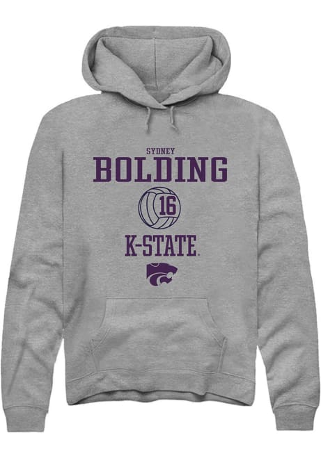 Sydney Bolding Rally Mens Graphite K-State Wildcats NIL Sport Icon Hooded Sweatshirt