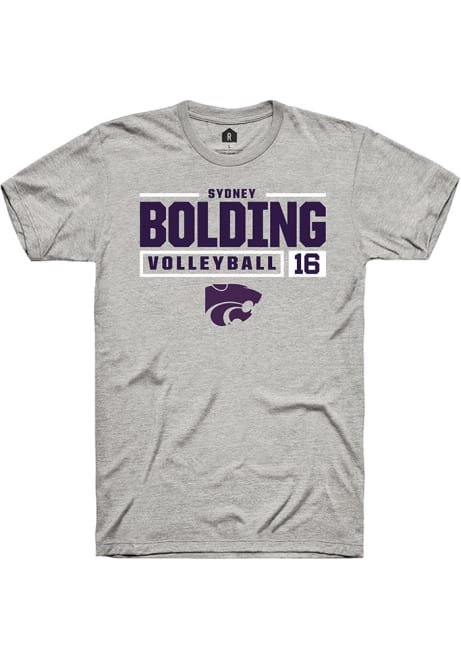 Sydney Bolding Ash K-State Wildcats NIL Stacked Box Short Sleeve T Shirt