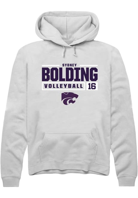 Sydney Bolding Rally Mens White K-State Wildcats NIL Stacked Box Hooded Sweatshirt