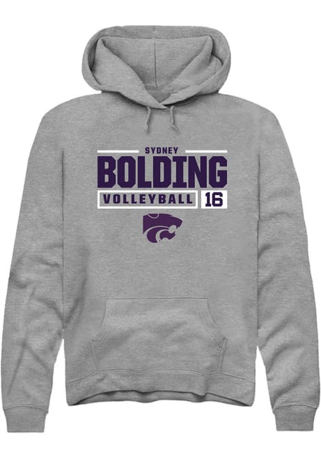 Sydney Bolding Rally Mens Graphite K-State Wildcats NIL Stacked Box Hooded Sweatshirt