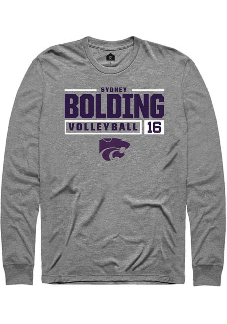 Sydney Bolding Rally Mens Graphite K-State Wildcats NIL Stacked Box Tee