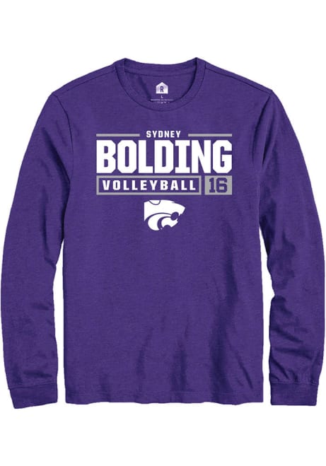 Sydney Bolding Rally Mens Purple K-State Wildcats NIL Stacked Box Tee