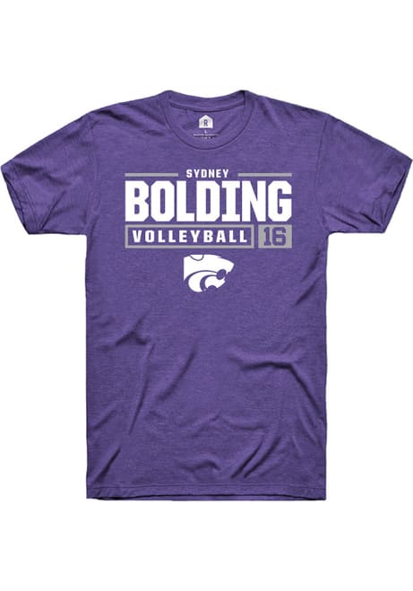 Sydney Bolding Purple K-State Wildcats NIL Stacked Box Short Sleeve T Shirt