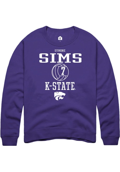 Symone Sims Rally Mens Purple K-State Wildcats NIL Sport Icon Crew Sweatshirt