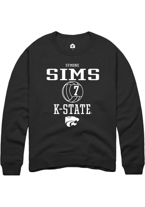 Symone Sims Rally Mens Black K-State Wildcats NIL Sport Icon Crew Sweatshirt