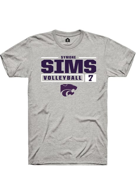 Symone Sims Ash K-State Wildcats NIL Stacked Box Short Sleeve T Shirt
