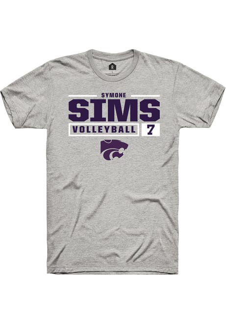 Symone Sims Grey K-State Wildcats NIL Stacked Box Short Sleeve T Shirt