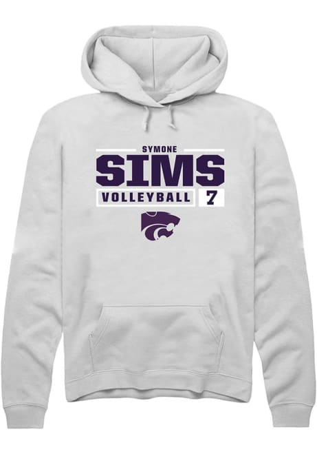 Symone Sims Rally Mens White K-State Wildcats NIL Stacked Box Hooded Sweatshirt